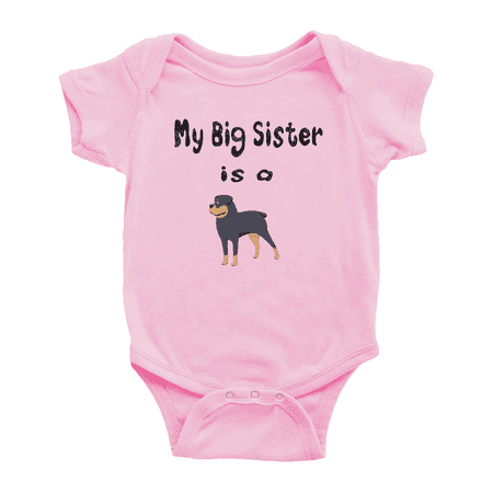 

My Big Sister Is A Rottweiler Dog Cute Baby Outfits Bodysuits Boy Girl