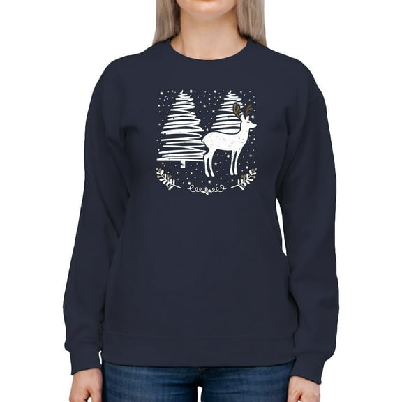 Snowy Reindeer In White Sweatshirt Women -GoatDeals Designs, Female 5X-Large