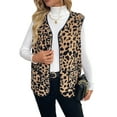 thumbnail image 3 of Women Spring Fall Beach Casual V Neck Sleeveless Vintage Leopard Print Jacket Coat Vest Cardigan Coffee Brown L, 3 of 9