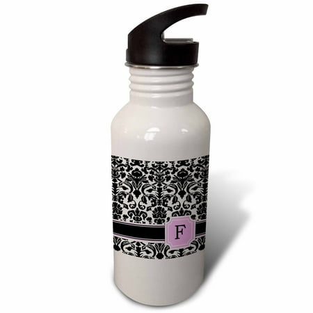 

Personal initial F monogrammed pink black and white damask pattern girly stylish personalized letter 21 oz Sports Water Bottle wb-154381-1