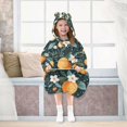 thumbnail image 7 of FORMRS Wearable Blanket Hoodie with Sleeves for Kids Cozy Flannel Sweatshirt, Green Oranges, 7 of 7