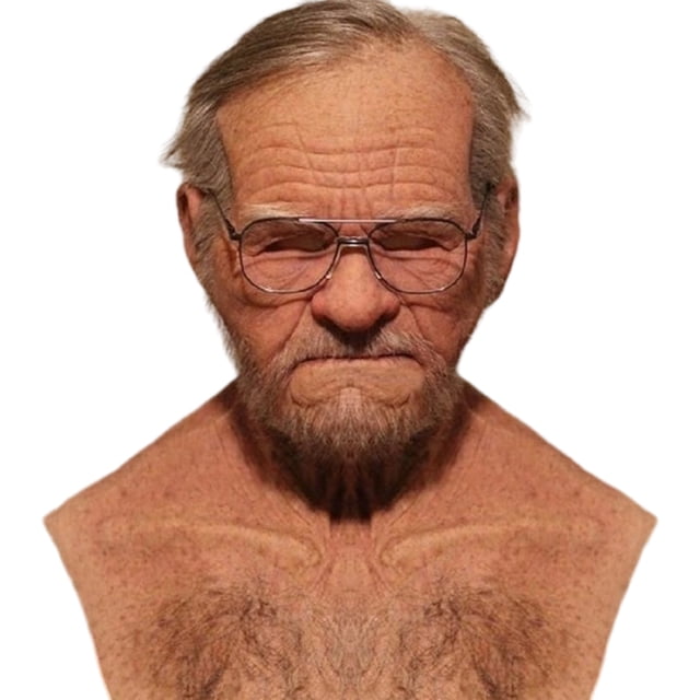 Peluca de abuelo de Halloween, máscara de anciano, cubierta para la cabeza, máscara de horror de cabeza de anciano calvo