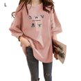 thumbnail image 1 of Camiseta de mujer estampada de manga corta con cuello redondo y suelta camiseta de verano, rosa, L Yuarrent AP001204-26B, 1 of 7