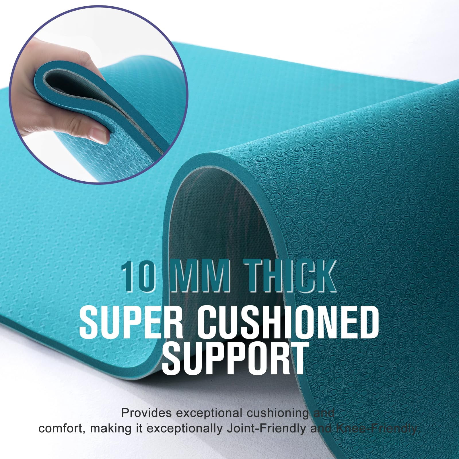 Umineux Extra Thick Yoga Mat, 72" x 24" x 0.4", Natural Rubber and TPE Non-Slip