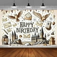thumbnail image 5 of LUUFILx Happy Birthday Party Backdrop Magical Wizard Banner Magic Castle Owl Birthday Photography Backdrop Holiday Celebration Adults Indoor Outdoor Celebration Baptism ​, 5 of 7