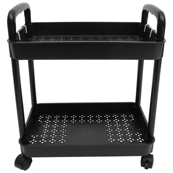 PBPBOX Black 2 Tier Rolling Cart with Wheels for Kitchen Bathroom and Office Storage