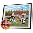 thumbnail image 1 of Cuadros Decorativos 5D DIY Village Cow Rhinestone dibujo completo redondo taladro diamante imagen Kit Craft Tmvgtek embutido en tela, 1 of 9