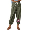 thumbnail image 3 of Sentmoon Wide Leg Jeans with Print Drawstring Elastic Waist Lounge Pants Plus Size Loose Fit Linen Flowy Pants for Women Summer with Pocket Beach Essentials for Travel and Vacation, 3 of 5