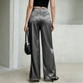 thumbnail image 4 of Dwellite Pants for Women Satin Wide Leg Dress Pants Waistband Casual Long Flowy Loose Trousers 2026 Gray L, 4 of 6
