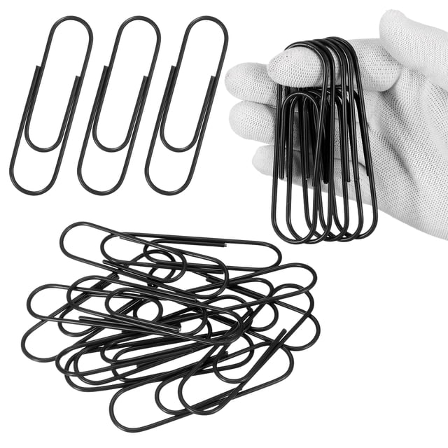 Uxcell Clip de Papel Extra Grande de 4 Pulgadas, Paquete de 12 Clips de Metal Gigantes Recubiertos a Prueba de Óxido para Documentos, Manualidades DIY, Hogar y Oficina, Negro