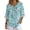 Aqua Floral, variant on Casual Women's Imitation Linen-Like Blouse, Bird Blossom Print 3/4 Sleeve Loose Fit Women's Three-Quarter Sleeve Pullover for Daily Wear Everyday Wear Outdoor, Size Medium