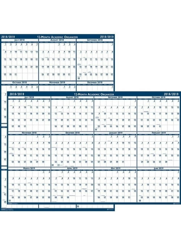 House of Doolittle Academic July-June Wall Calendar Yes - Monthly - 1 Year - July 2019 till June 2020 - 18" x 24" - Wall Mountable - Blue, White - Paper - Erasable, Laminated, Write on/Wipe off, Remin