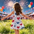 thumbnail image 5 of CCRFTGI 4th of July Dresses for Child Girls Size 10-12 Summer Patriotic American Flag Heart Mini Dress Party Crew Neck Independence Day Sleeveless Girls Clothes Fashion Dresses Red 3-4 Years, 5 of 8