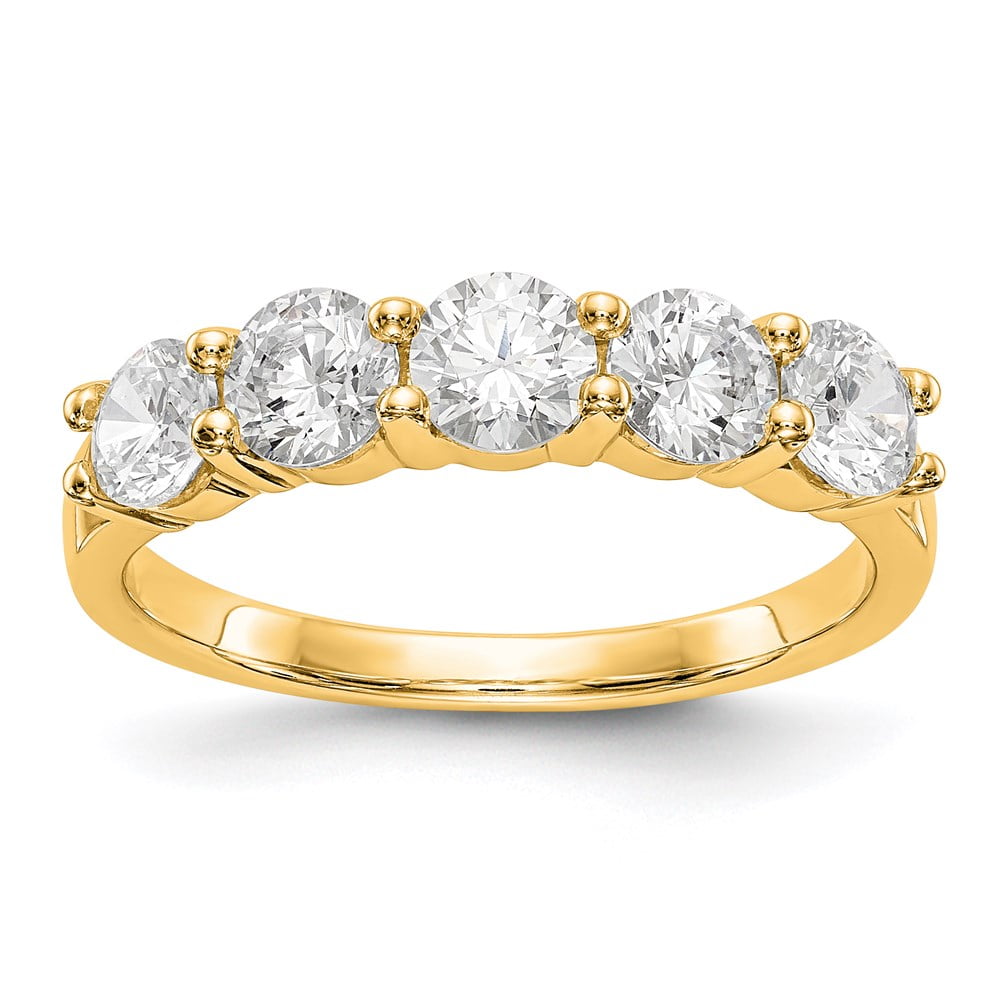Solid 14k Yellow Gold Five Stone Diamond Ring Band Size 8.5 (1.325 cttw.)