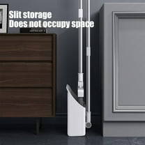 Long Handle Broom and Dustpan Set - 33 Inch Back-Saver Design with Built-in Pet Hair Comb, 3-Layer Bristles & 180° Swivel Head - Space Saving Cleaning Tools for Home Kitchen Office​(White)