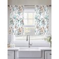 thumbnail image 4 of Vintage Teal Sheer Curtains 45 inches Long 2 Panels Set Brown Wildflowers Leaves Abstract Botanical Tiers Sheers Rod Pocket Small Window Short Curtains for Kitchen Cafe, Each 52" W x 45" L, 4 of 7