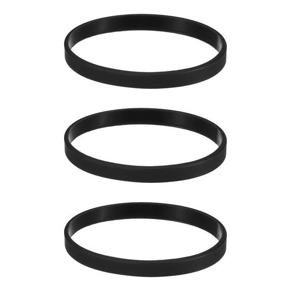 3pcs Plain Silicone Wristbands 7 Inch Circumference 1/4 Inch Width, Black