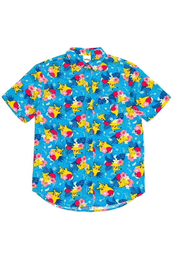 Pokemon Pikachu Matching Family Hawaiian Button Down Dress Shirt Adult