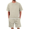 thumbnail image 2 of Leesechin Men's Waffle Shirt and Shorts Set 2 Piece Outfits Casual Summer Tracksuits Set with Pockets, 2 of 7
