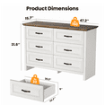 thumbnail image 5 of CHITOOMA 6 Drawer Double Dresser, 47.2" Adult Wood Storage Side Cabinet Chest of Drawer for Bedroom Living Room Hallway, White & Brown, 5 of 8