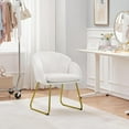 thumbnail image 4 of CRXX Modern Velvet Vanity Chair Armchair, Flower Shaped Makeup Chair with Golden Metal Legs for Living Room/Makeup Room/Bedroom/Home Office/Kitchen, White, 4 of 10