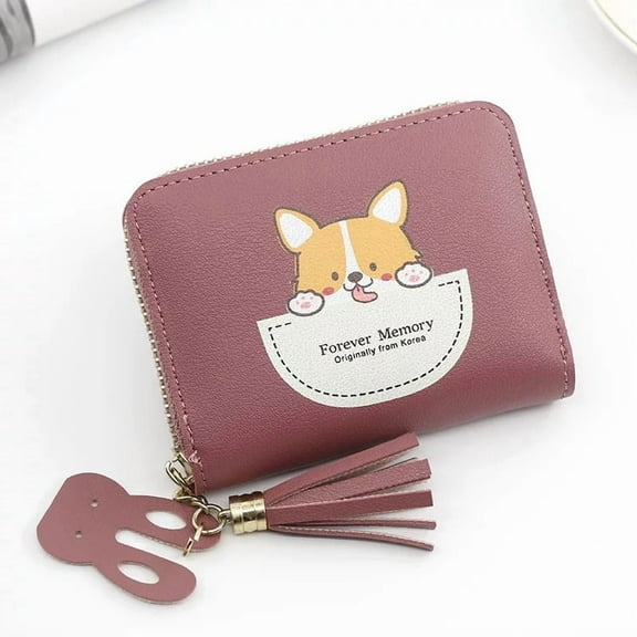 Cartoon Character Girls Women Faux Leather Small Wallet Cute Pattern Clutch Purse Coin Holder