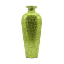 DecorShore Vedic Vase -  20" Sparkling Metal Floor Vase with Floral Pattern Glass Mosaic Inlay
