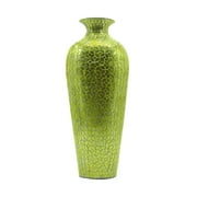 DecorShore Vedic Vase -Sparkling Metal Floor Vase with Floral Pattern Glass Mosaic Inlay, 20 in. Decorative Vase, Designer Vase (Greenery)