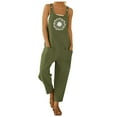 thumbnail image 2 of Conairie Bib Overalls Women Flower Print Lightweight Boho Streetwear Rompers Summer Baggy Pants With Pockets Army Green L, 2 of 4
