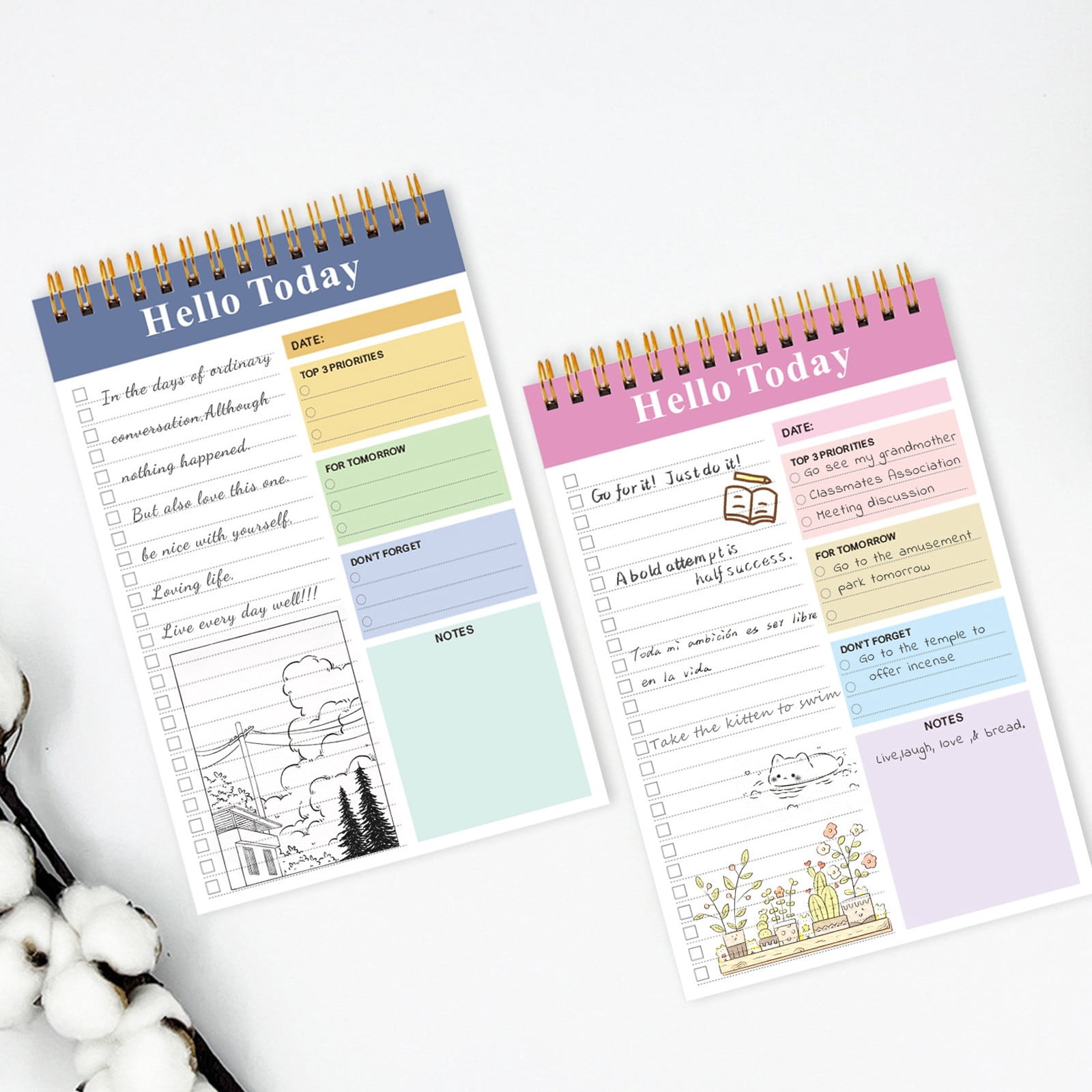 3PC A5 Spiral Daily Planner and Portable Notebook for Goal Tracking, High-Aesthetic Weekly Schedule Notepad for Office Business and Academic Productivity Stationery Supplies