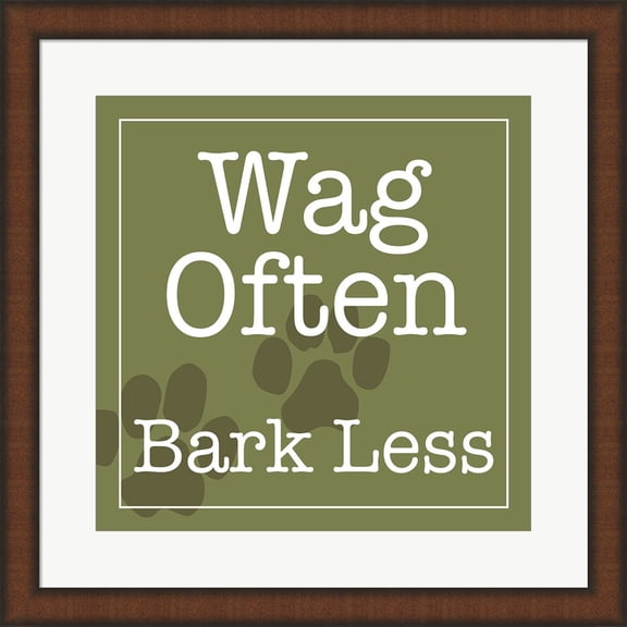 Wag Often Bark Less by Wild Apple Portfolio, Framed Wall Art, 19.75W x 19.75H