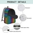thumbnail image 4 of Rainbow Checkerboard Backpack for School,Cute School Bag,Schoolbag with Adjustable Shoulder Straps & Padded Back,15.7"x11.8"x5.5", 4 of 5