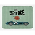 thumbnail image 1 of Cars Bath Mat, Classical Vintage Car Poster Racing Sports Competition Theme, Plush Bathroom Decor Mat with Non Slip Backing, 29.5" X 17.5", Reseda Green Petrol Blue, by Ambesonne, 1 of 2