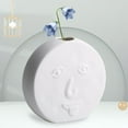 thumbnail image 1 of Florero de Cerámica, Jarrón Decorativo Moderno de Rostro Abstracto para Decoración para hogar, de de Oficina, Jarrón Blanco 14.5x14cm BLESIY Florero moderno abstracto, 1 of 8