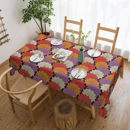 

Tablecloth Vintage Decorative Pattern Table Cloth For Rectangle Tables Waterproof Resistant Picnic Table Covers For Kitchen Dining/Party(54x72in)