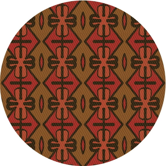 Ahgly Company Indoor Round Patterned Mahogany Brown Area Rugs, 3' Round