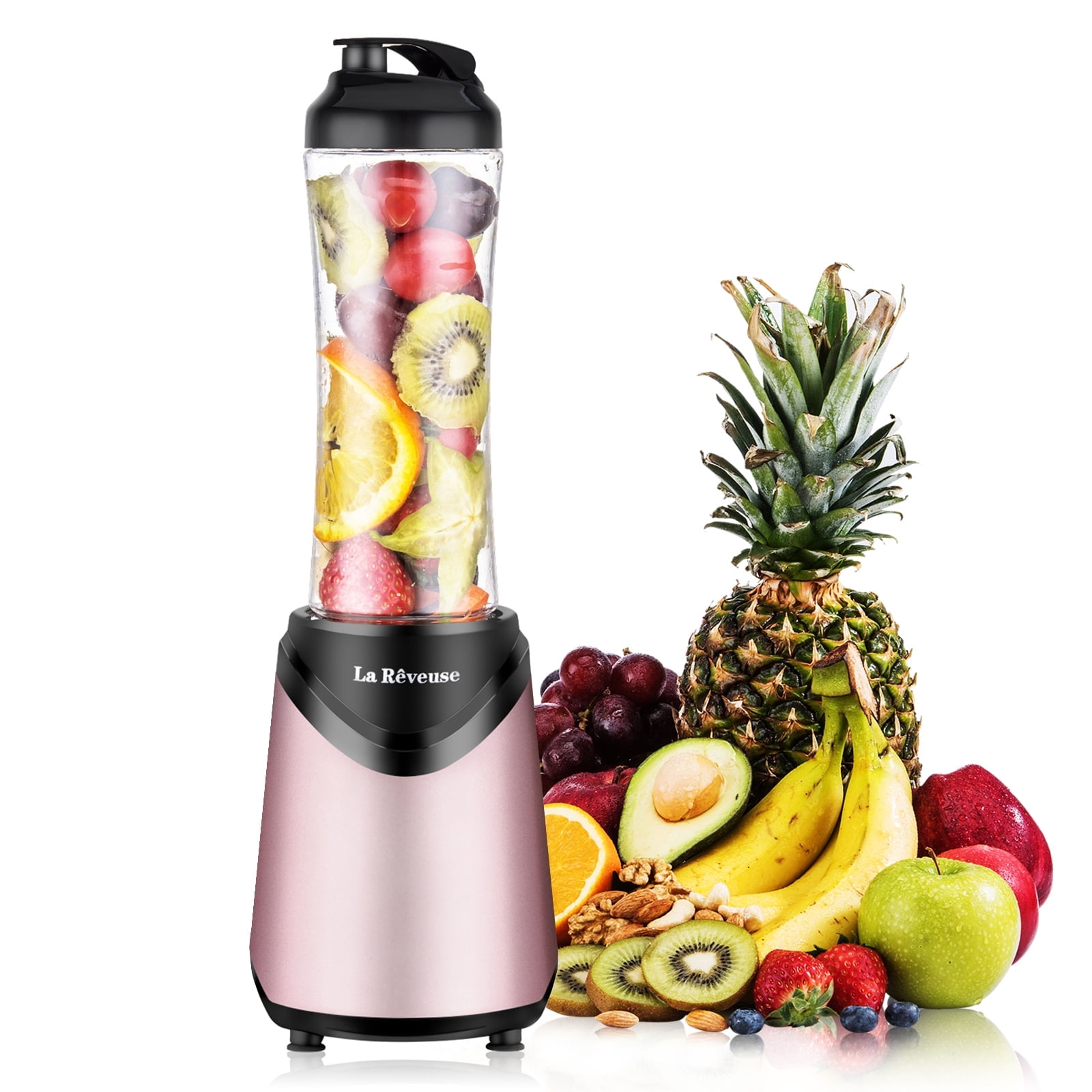 La Reveuse 300W Personal Smoothie Blender with 18 oz Bottle, Pink photo 1
