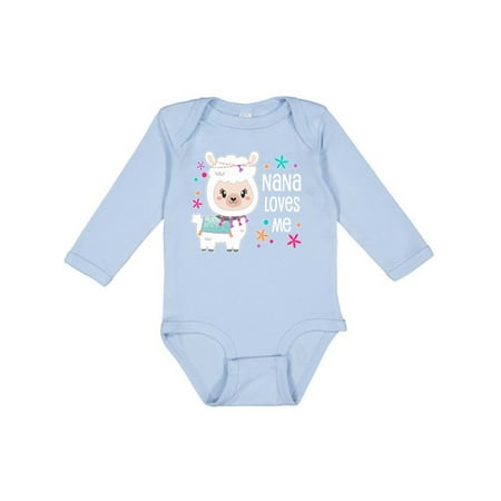 

Inktastic Nana Loves Me- Cute and Happy Llama Gift Baby Boy or Baby Girl Long Sleeve Bodysuit