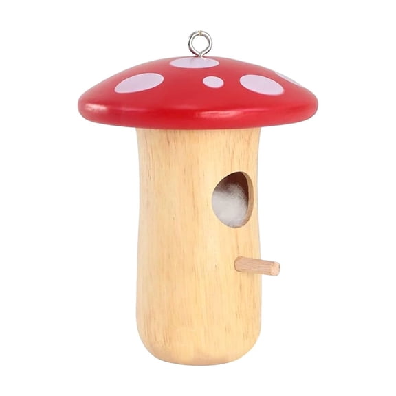 Leodye 1PCS Natural Wood Hanging Birdhouse, Outdoor Nesting Box, Garden Shelter for Small Birds, Yard Decoration -4.72x1.85 in