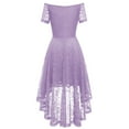 thumbnail image 4 of Mrat Short Sleeve Off-The-Shoulder Dress Casual Dresses Midi Ladies Vintage Princess Floral Lace Cocktail Off Shoulder Party Wedding Dress Party Dress For Women, 4 of 4