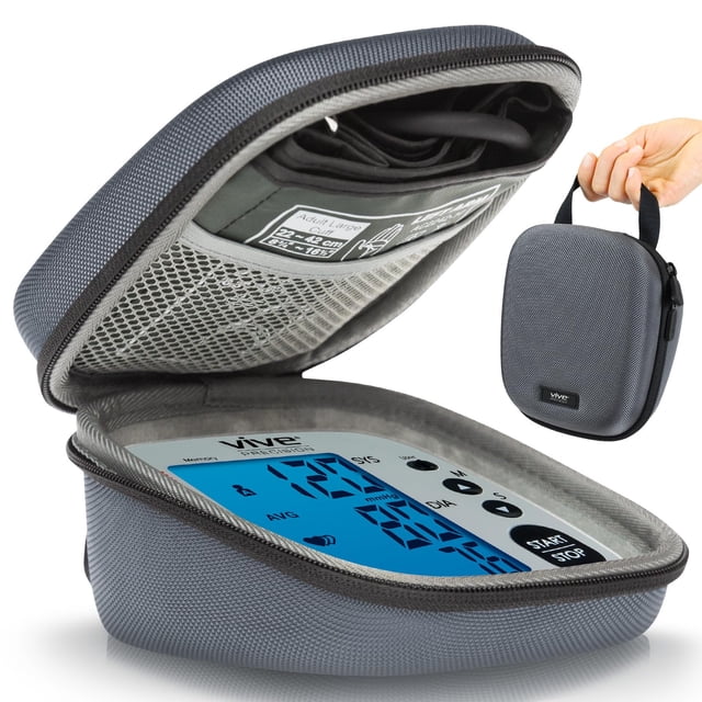 Estuche para tensiómetro Vive Precision - Bolsa rígida de viaje para uso médico - Brazalete portátil universal para presión arterial (BPM) - Reemplazo de bolsa para accesorios de salud con correa de t