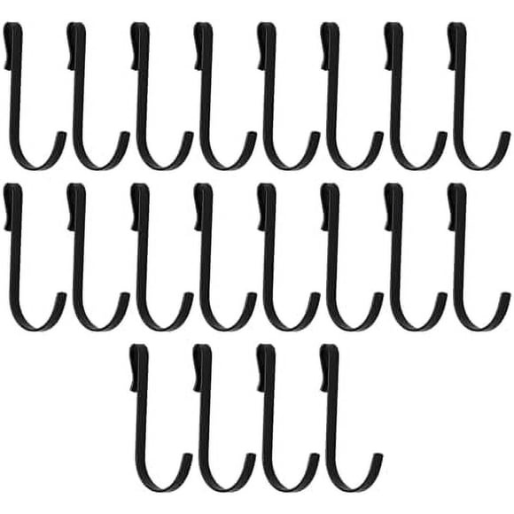 Vkinman 20 Pcs Black J Shaped Hook - Stainless Steel Clip-on Hanging Sink Grid Heavy Duty Wire Rack Hook for Kitchen, Bedroom, Office