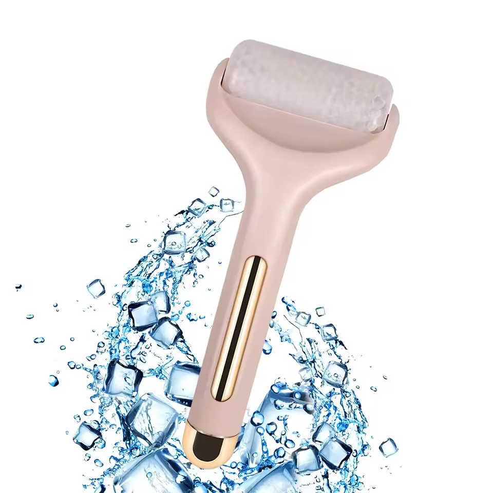 Pink Ice Roller Face Massager – Pore Tightening, Puffiness Relief, Pain and Minor Injury Soothing Beauty Tool