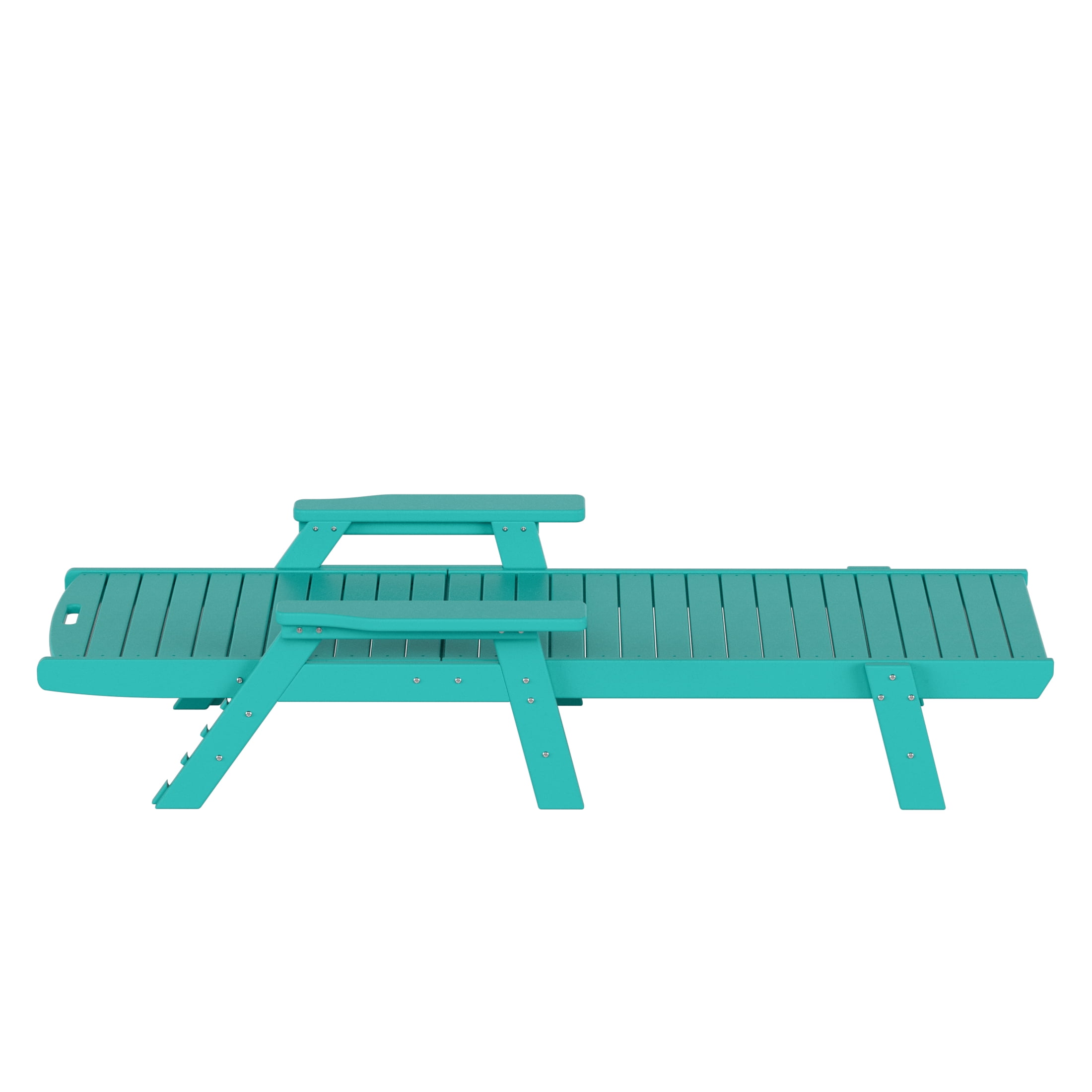 GARDEN Plastic Outdoor Chaise Lounge Chair with Adjustable Backrest, Turquoise