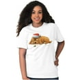 thumbnail image 4 of Christmas Sleeping Puppy Santa Hat Women's Graphic T Shirt Tees Brisco Brands M, 4 of 5
