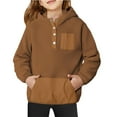 thumbnail image 2 of Tanghaowl Kids Sweatshirts Cute Hoodies for Girls Color Block Hooded Sweatshirt Girl Winter Warm Button Down Pullover Jackets for Cold Weather Coffee 13-14 Years, 2 of 5