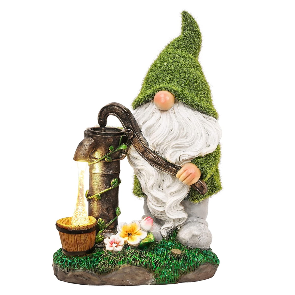 Garden Flocking Dwarf Statue Solar Energy, Fun Outdoor Dwarf Statue