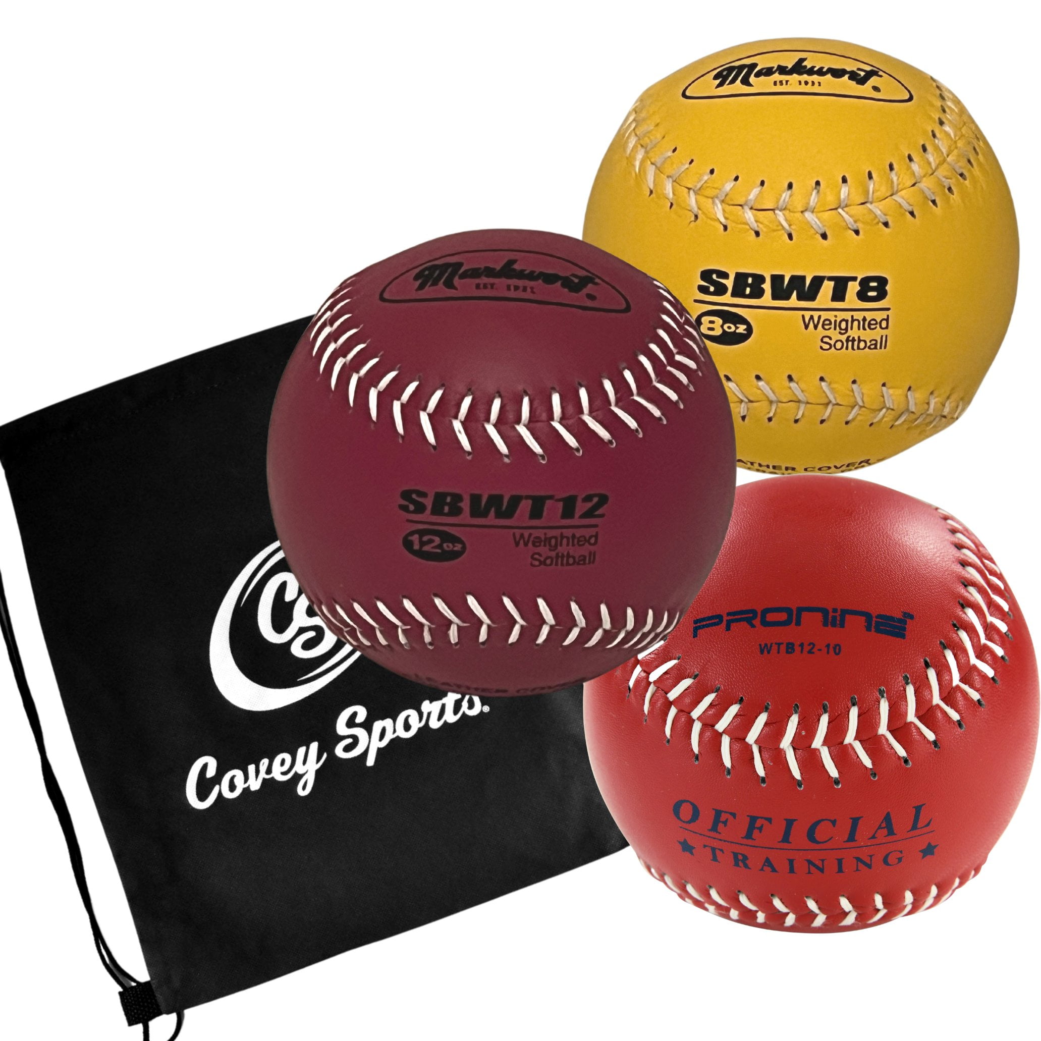 Weighted 12 Inch Softballs for Pitching & Throwing Practice With Covey