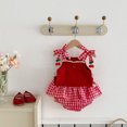 thumbnail image 6 of MEZZALL Girls Romper Jumpsuit For Baby Toddler 0 3 Years Cute Strawberry Print Sleeveless Playsuit Summer Casual Outfits With Checkered Vest Soft Baby Wear, 6 of 9
