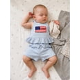 thumbnail image 5 of BemeyourBBs Toddler Baby Girl 4th of July Outfit Independent Day Baby Girls Summer Clothes Patriot Flag Sleeveless Ruffled Tank Vest and Front Bow Shorts Set Baby Girl Fourth of July Outfit, 5 of 9